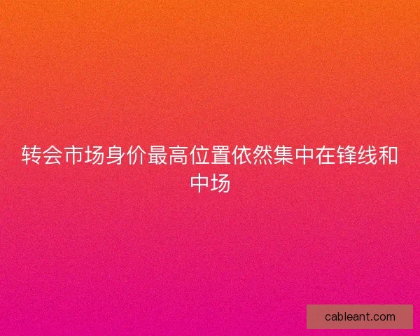 转会市场身价最高位置依然集中在锋线和中场