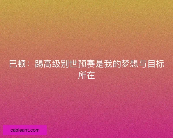 巴顿：踢高级别世预赛是我的梦想与目标所在