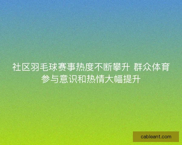 社区羽毛球赛事热度不断攀升 群众体育参与意识和热情大幅提升