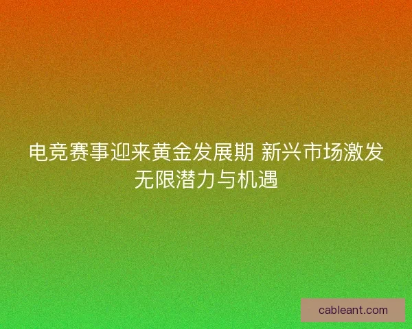 电竞赛事迎来黄金发展期 新兴市场激发无限潜力与机遇