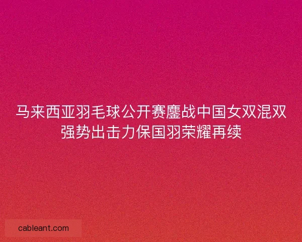 马来西亚羽毛球公开赛鏖战中国女双混双强势出击力保国羽荣耀再续