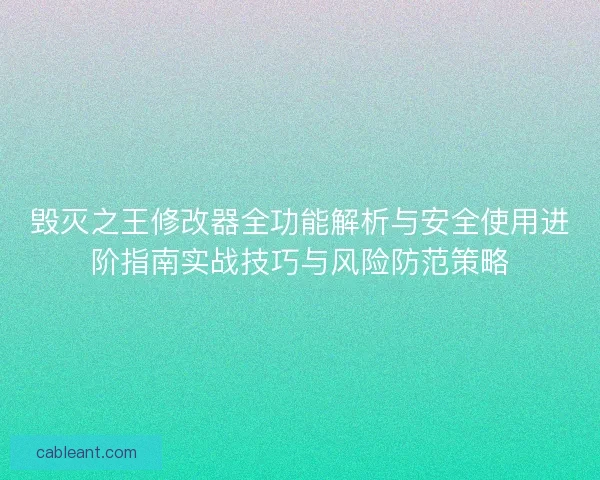 毁灭之王修改器全功能解析与安全使用进阶指南实战技巧与风险防范策略