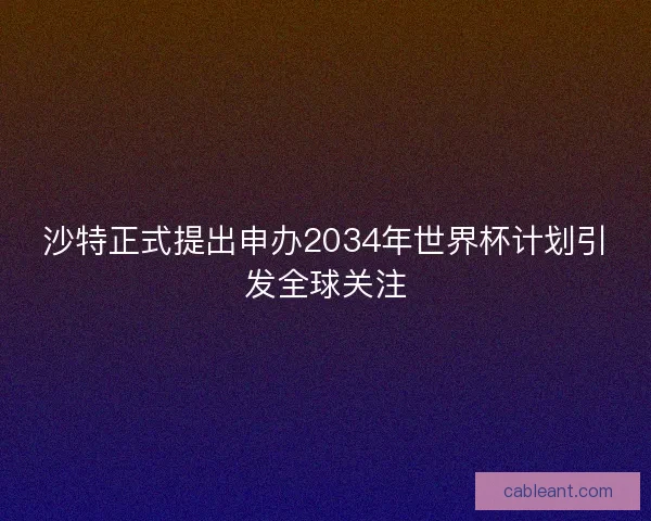 沙特正式提出申办2034年世界杯计划引发全球关注