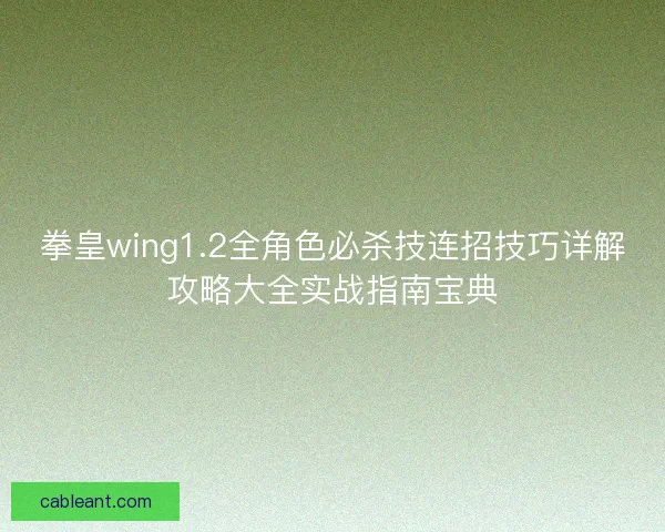 拳皇wing1.2全角色必杀技连招技巧详解攻略大全实战指南宝典