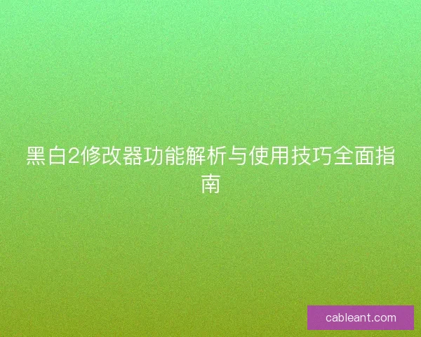 黑白2修改器功能解析与使用技巧全面指南