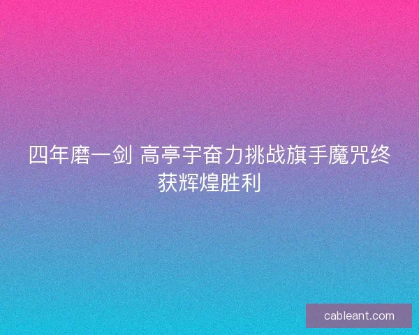 四年磨一剑 高亭宇奋力挑战旗手魔咒终获辉煌胜利